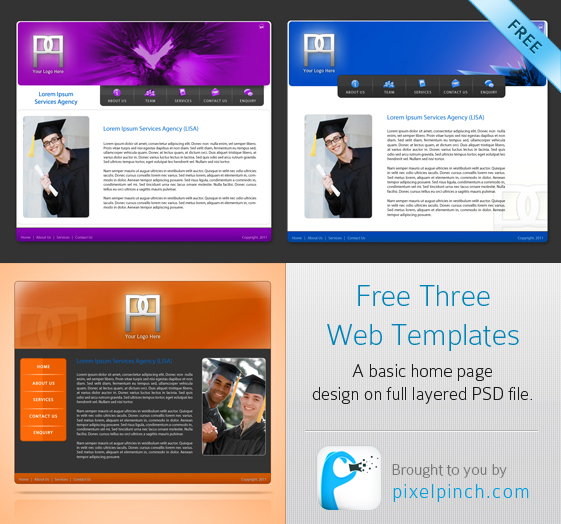 Free Three PSD Web Templates