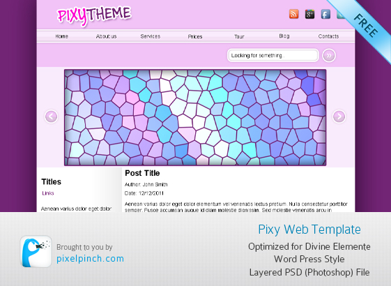 Pixy PSD Web Template for Free